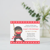 Uitnodigingen voor Ninja Kids Verjaardagsfeestje (Staand voorkant)