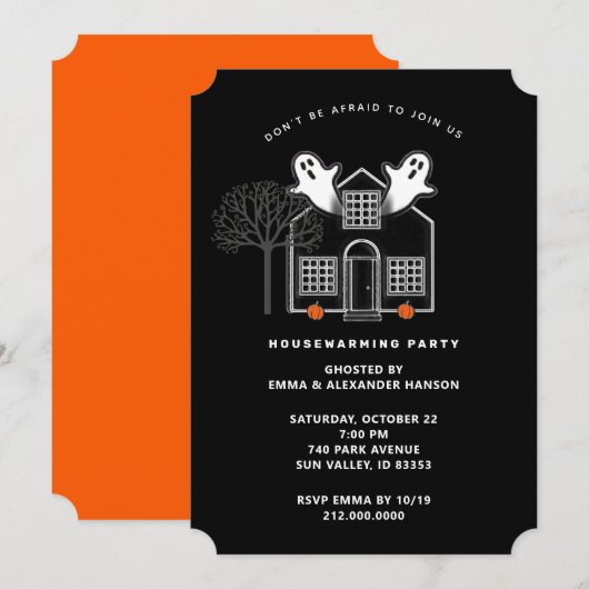 Uitnodigingen voor oktober housewarmingparty (Voorkant / Achterkant)