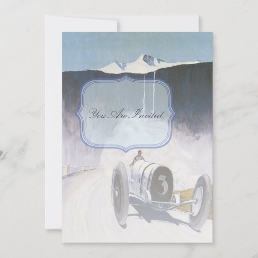 Uitnodigingen voor oldtimer raceauto's (Voorkant)
