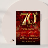 Uitnodigingen voor oma's 70e verjaardag Red Gold