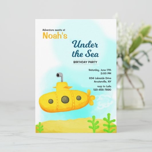 Uitnodigingen voor onderzeeboot onder de zee (Staand voorkant)