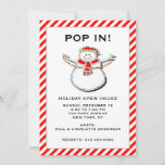 Uitnodigingen voor openingsuren<br><div class="desc">Creatieve open huis vakantie-uitnodigingen met sneeuwman stringing popcorn design voor vrienden,  buren en familie.</div>
