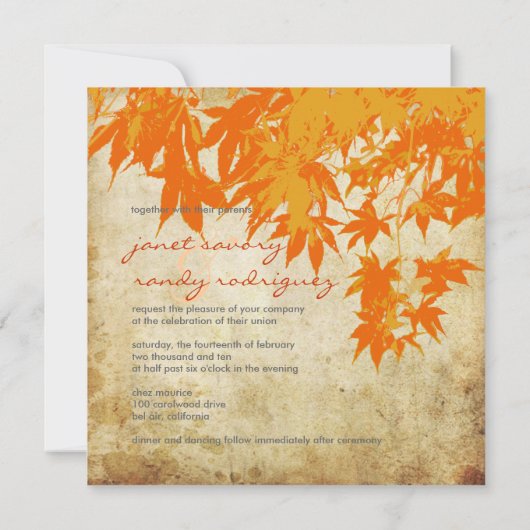 Uitnodigingen voor  Oranje mantels/herfst (Achterkant)