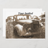 Uitnodigingen voor oude auto's voor Show (Voorkant / Achterkant)