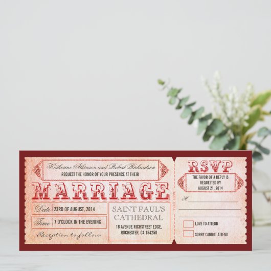 Uitnodigingen voor oude bruiloft - tickets & RSVP (Staand voorkant)