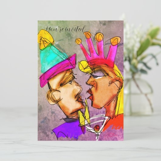 Uitnodigingen voor oudejaarsavond (Staand voorkant)