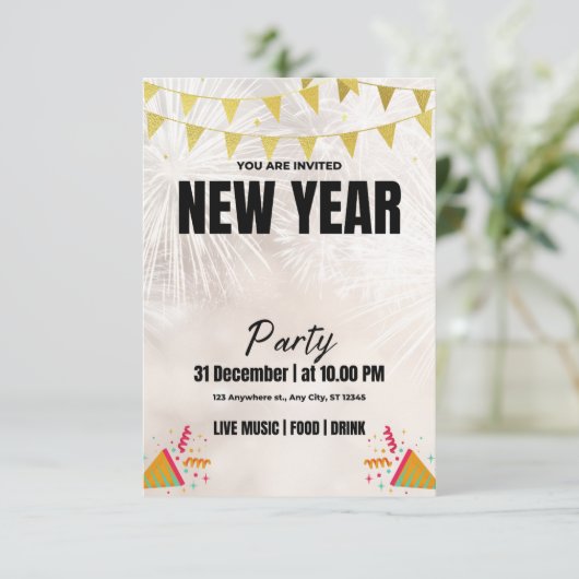 Uitnodigingen voor oudejaarsfeesten - vieren in St (Staand voorkant)