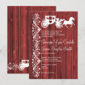 Uitnodigingen voor paarden- en carriage Barn Wood  (Voorkant / Achterkant)