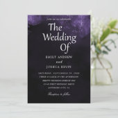 Uitnodigingen voor paars en zwarte bruiloft (Staand voorkant)
