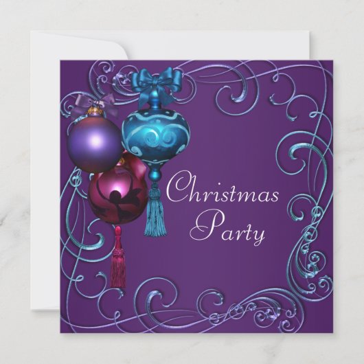 Uitnodigingen voor paarsblauwe kerstfeest (Voorkant)