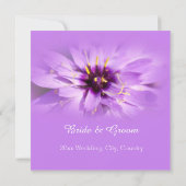 Uitnodigingen voor  paarse bloemenbruiloft (Achterkant)