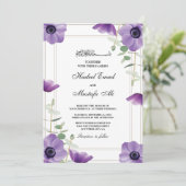 Uitnodigingen voor paarse florale moslimtrouwkaart (Staand voorkant)