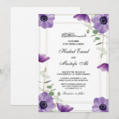 Uitnodigingen voor paarse florale moslimtrouwkaart (Voorkant / Achterkant)