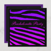 Uitnodigingen voor paarse zebra met een lichtroze (Voorkant / Achterkant)