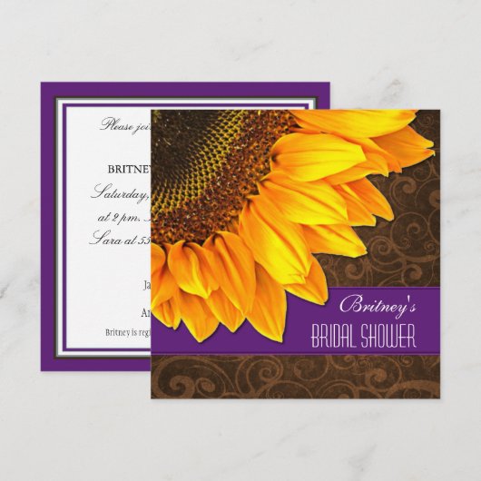 Uitnodigingen voor Paarse zonnebloempitten in het (Voorkant / Achterkant)