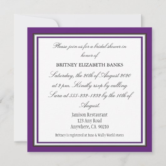 Uitnodigingen voor Paarse zonnebloempitten in het (Achterkant)