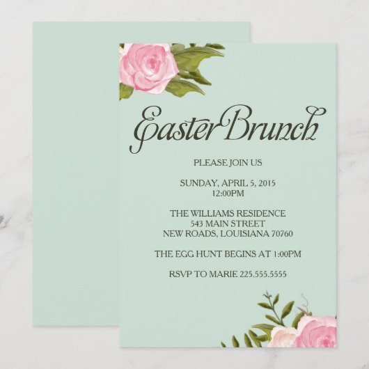 Uitnodigingen voor paasbrunch (Voorkant / Achterkant)