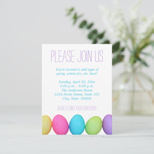 Uitnodigingen voor paaseieren (Staand voorkant)