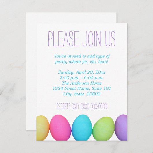 Uitnodigingen voor paaseieren (Voorkant / Achterkant)