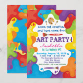 Uitnodigingen voor Paint Art Party (Voorkant / Achterkant)