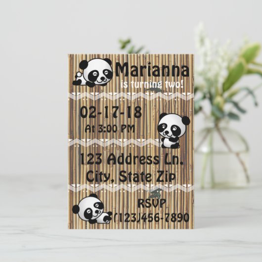 Uitnodigingen voor Panda Party (Staand voorkant)