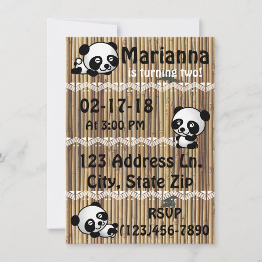 Uitnodigingen voor Panda Party (Voorkant)