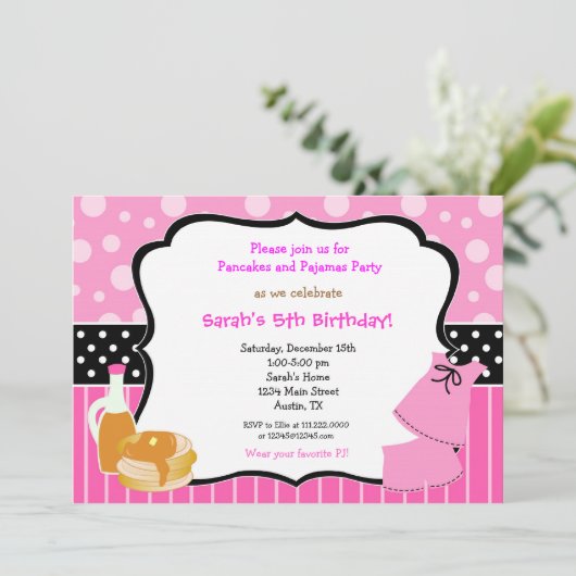 Uitnodigingen voor pannenkoeken en pyjama's van Bi (Staand voorkant)