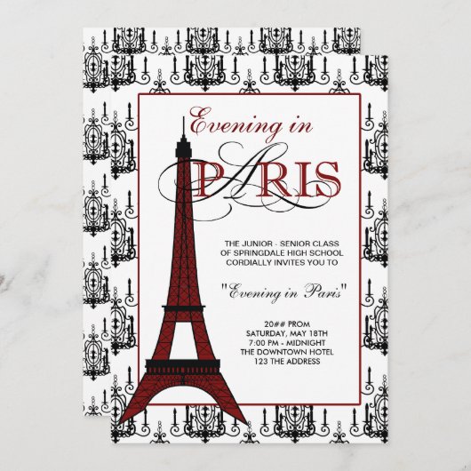 Uitnodigingen voor Paris Prom (Voorkant / Achterkant)