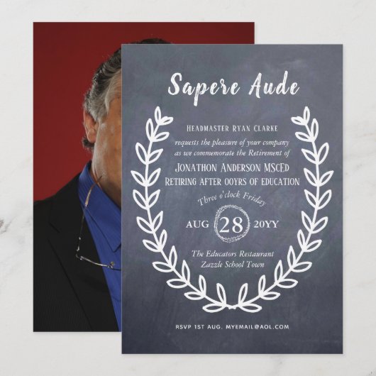 Uitnodigingen voor pensioen van docenten Professor (Voorkant / Achterkant)