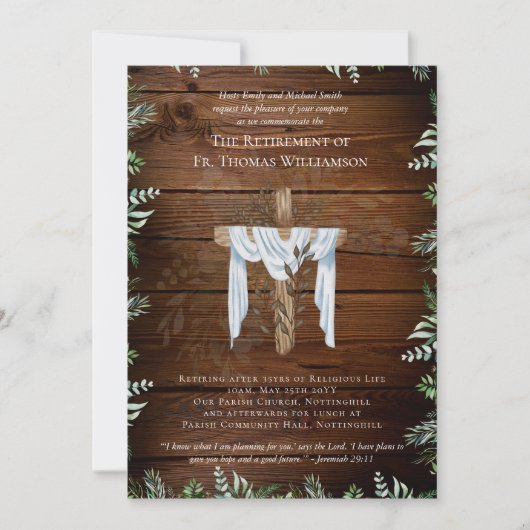 Uitnodigingen voor pensionering van priester, pred (Voorkant)