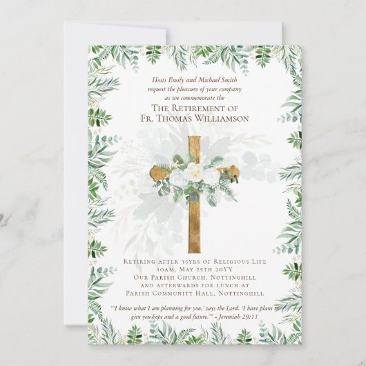 Uitnodigingen voor pensionering van priester, pred (Voorkant)