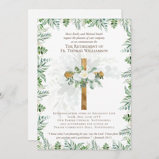 Uitnodigingen voor pensionering van priester, pred (Voorkant / Achterkant)