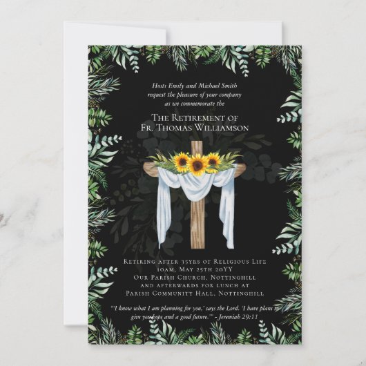 Uitnodigingen voor pensionering van priester, pred (Voorkant)