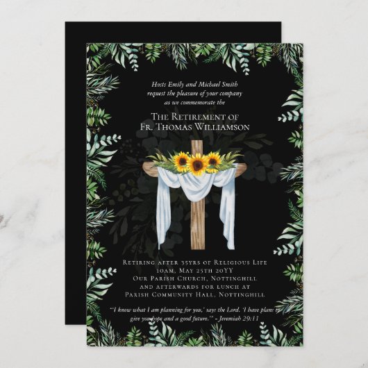 Uitnodigingen voor pensionering van priester, pred (Voorkant / Achterkant)