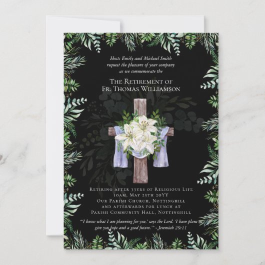 Uitnodigingen voor pensionering van priester, pred (Voorkant)