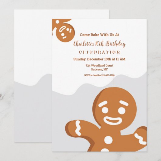 Uitnodigingen voor peperkoekmannetjes (Voorkant / Achterkant)