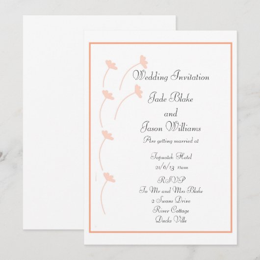 Uitnodigingen voor persoonlijk huwelijk (Voorkant / Achterkant)