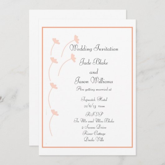 Uitnodigingen voor persoonlijk huwelijk (Voorkant / Achterkant)