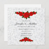 Uitnodigingen voor persoonlijk huwelijk met rode r (Voorkant / Achterkant)