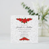 Uitnodigingen voor persoonlijk huwelijk met rode r (Staand voorkant)