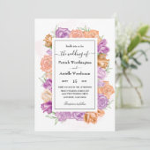 Uitnodigingen voor peziken en paarse bruiloft (Staand voorkant)