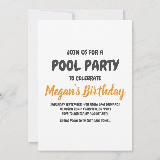 Uitnodigingen voor Pineapple Pool Party (Achterkant)