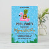 Uitnodigingen voor Pineapple Pool Party (Staand voorkant)