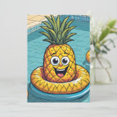 Uitnodigingen voor Pineapple Pool Party (Staand voorkant)