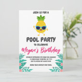 Uitnodigingen voor Pineapple Pool Party (Staand voorkant)