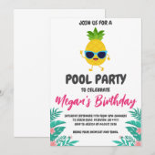 Uitnodigingen voor Pineapple Pool Party (Voorkant / Achterkant)