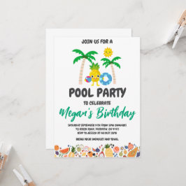 Uitnodigingen voor Pineapple Pool Party