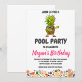 Uitnodigingen voor Pineapple Pool Party (Voorkant / Achterkant)