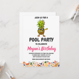 Uitnodigingen voor Pineapple Pool Party