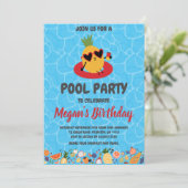 Uitnodigingen voor Pineapple Pool Party (Staand voorkant)